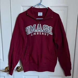 Champion Maroon UMass Amherst Quarter-Zip Up Sweatshirt - Size Small